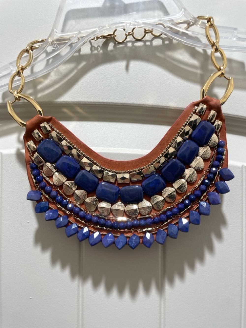 Stella & Dot Royal Blue and Gold Layered Bib Necklace